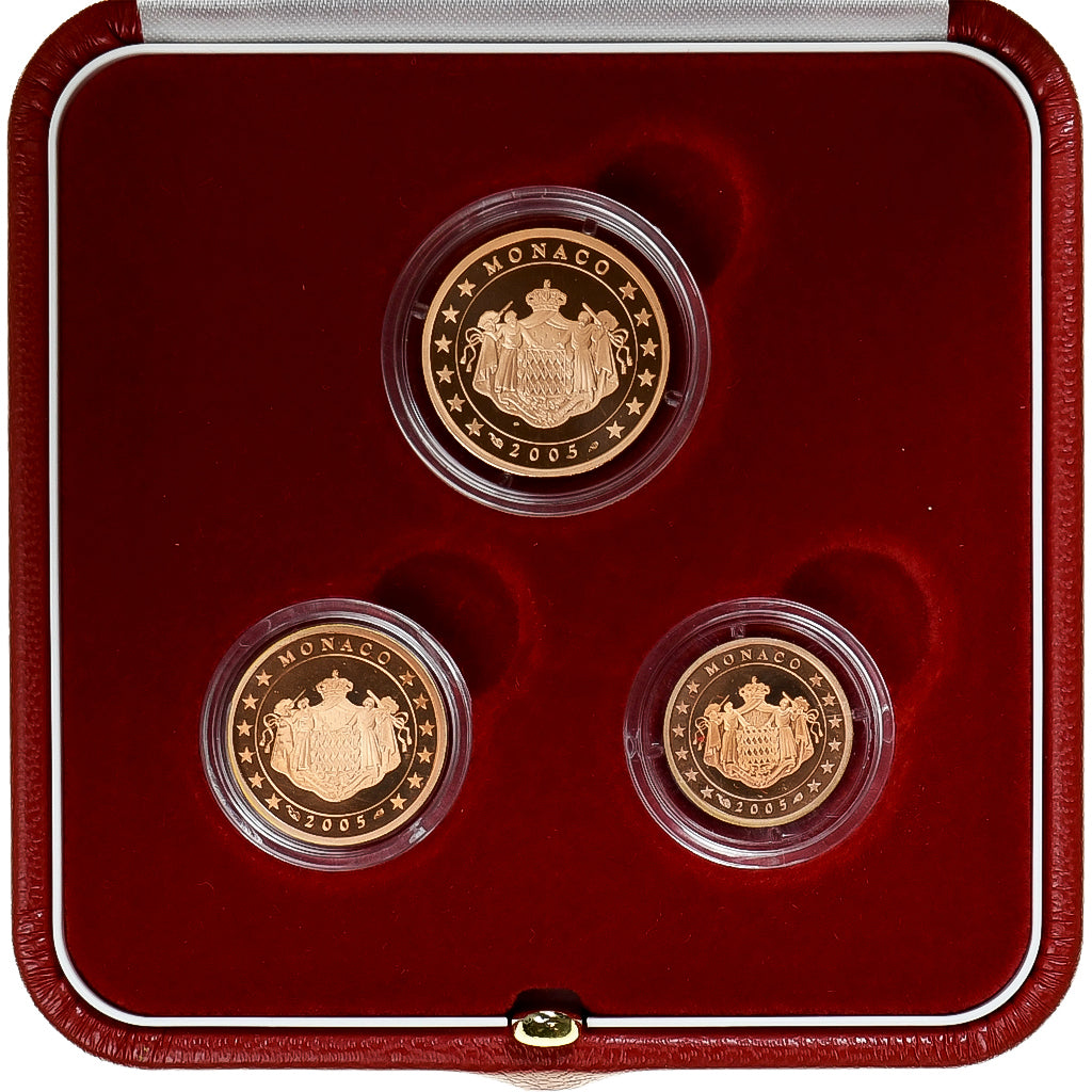 Monaco, Rainier III, Coffret 1,2 et 5 c., 2005, Paris, BE, MS(65-70), Copper