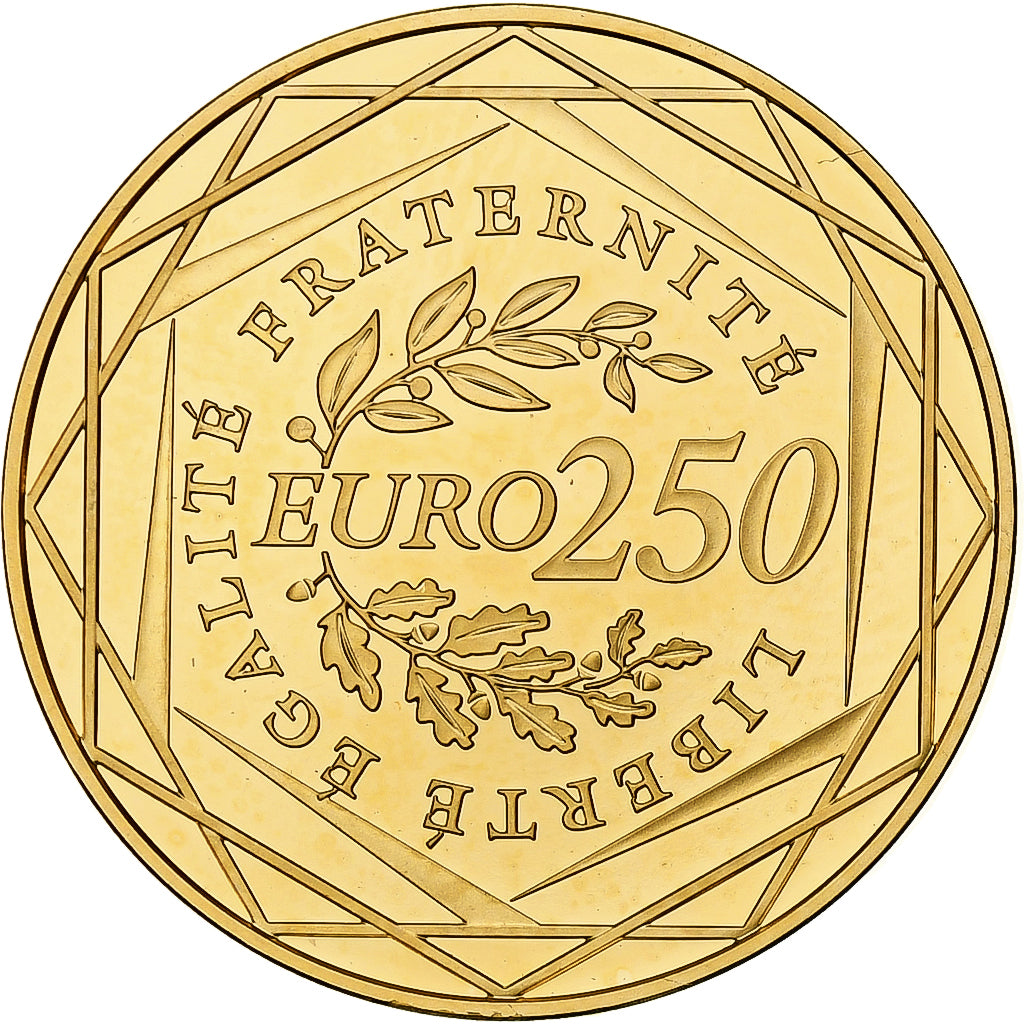 France, Semeuse, 250 Euro, 2009, MDP, BU, MS(64), Gold