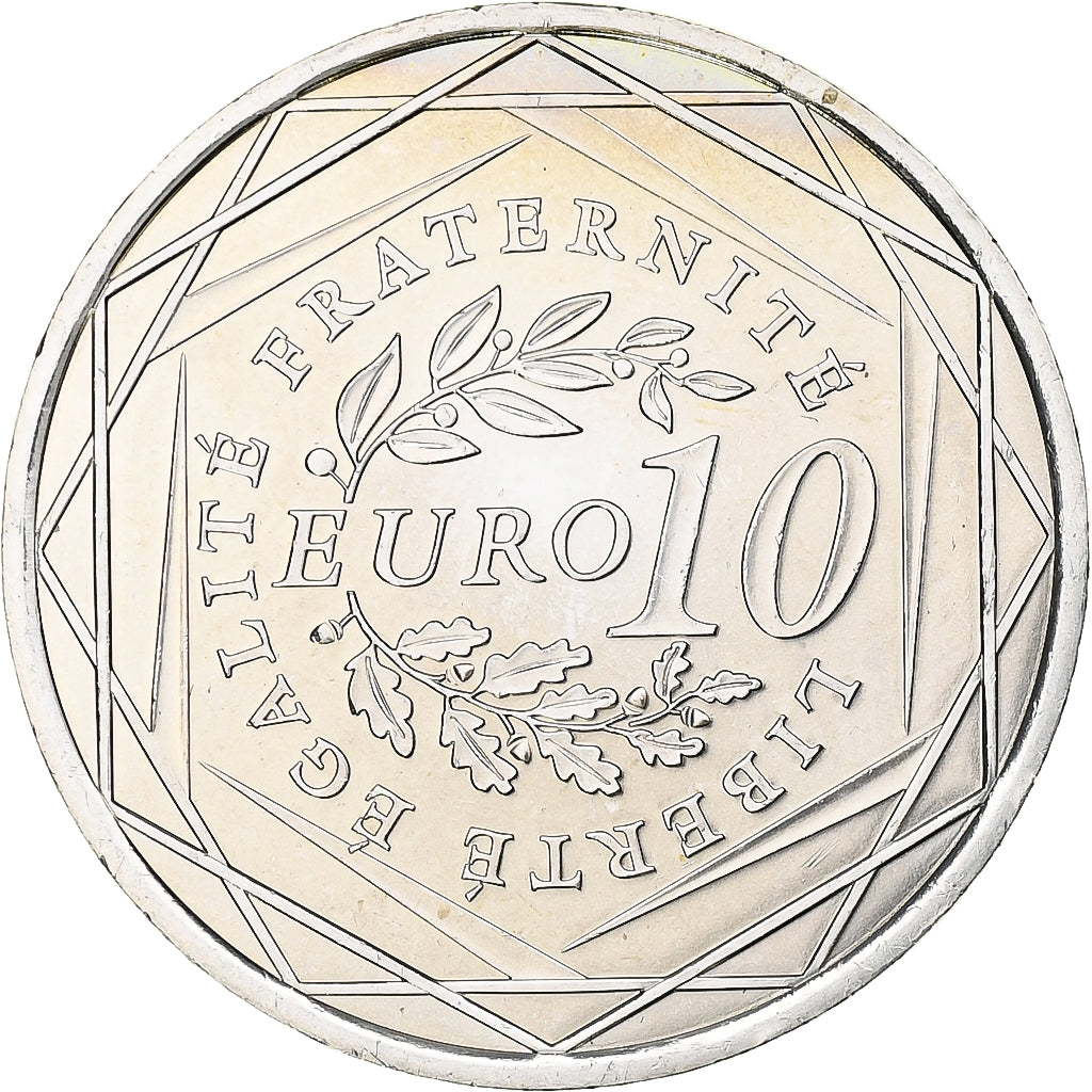 France, Semeuse, 10 Euro, 2009, MDP, MS(63), Silver