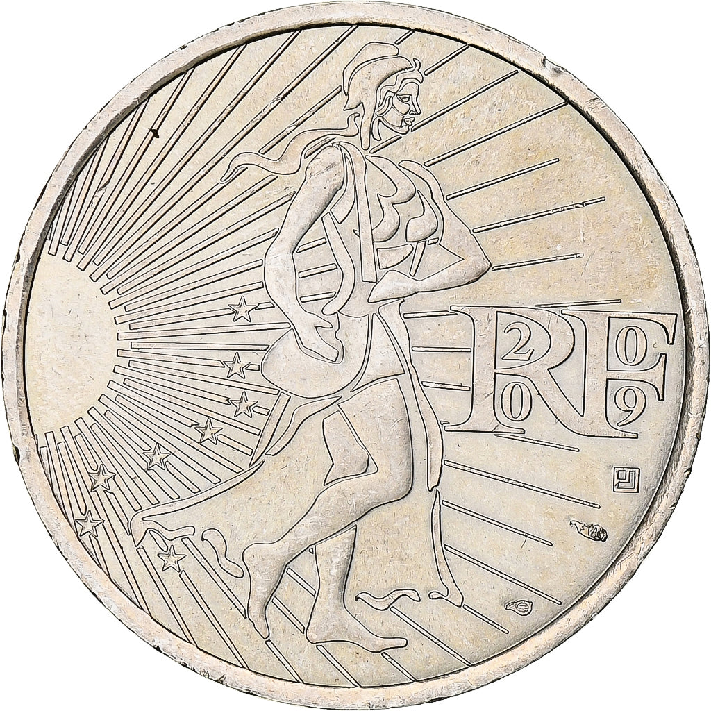 France, Semeuse, 10 Euro, 2009, MDP, MS(63), Silver