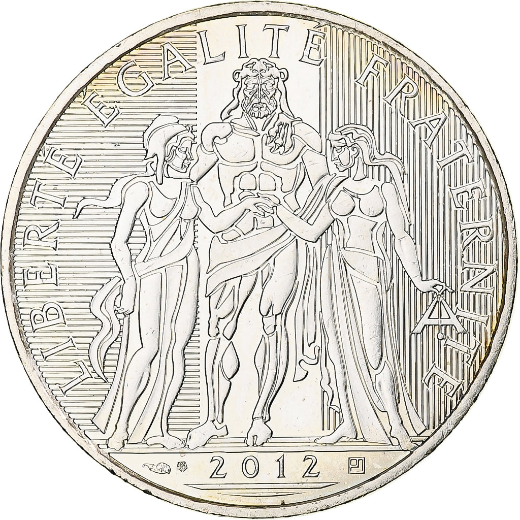 France, Hercule, 10 Euro, 2012, MDP, MS(63), Silver