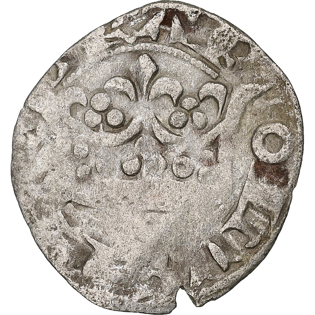 Francia, Charles IV, Double Parisis, 1323-1328, Vellón, BC+, Duplessy:244b