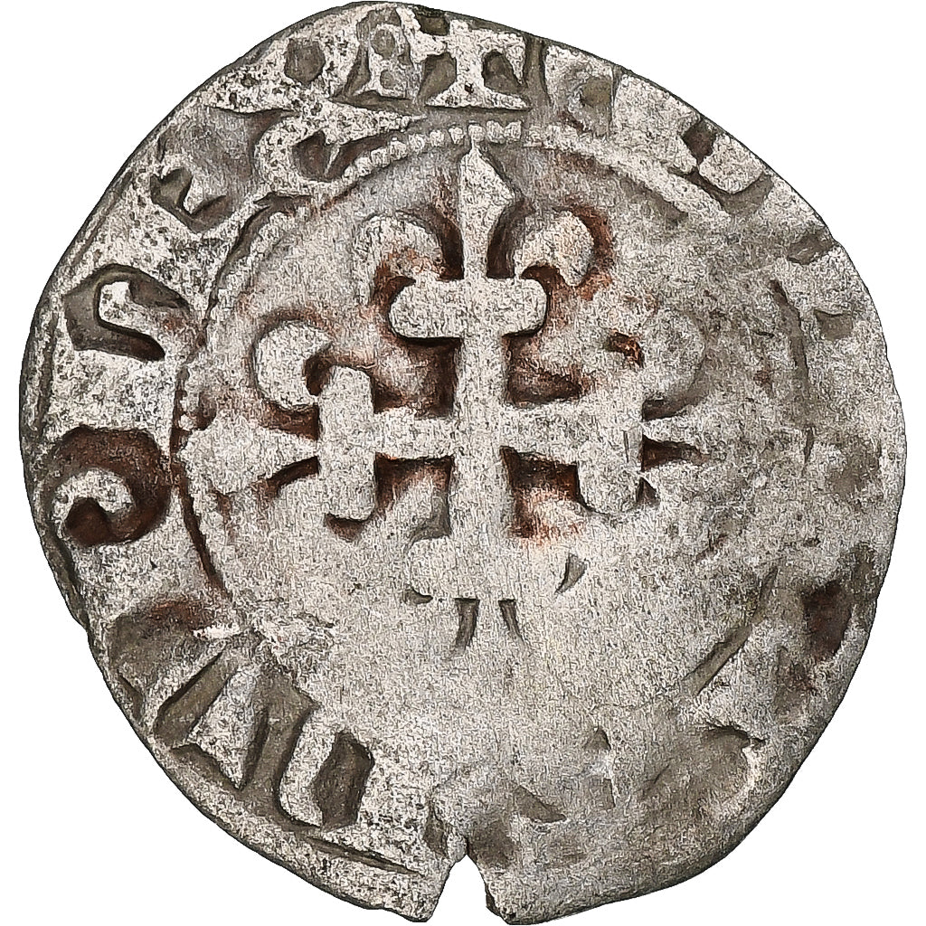 Francia, Charles IV, Double Parisis, 1323-1328, Vellón, BC+, Duplessy:244b