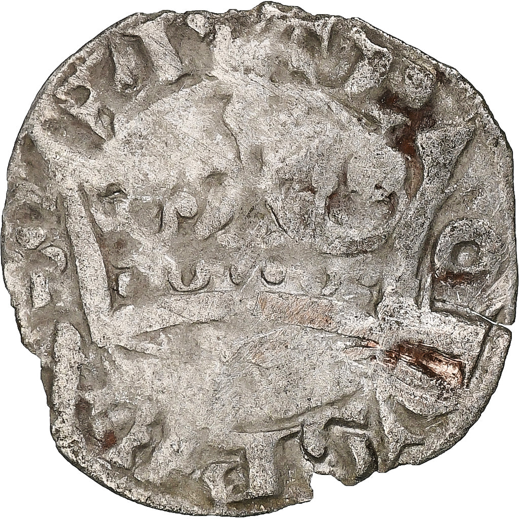 France, Charles IV, Double Parisis, 1323-1328, Billon, VF(30-35), Duplessy:244b