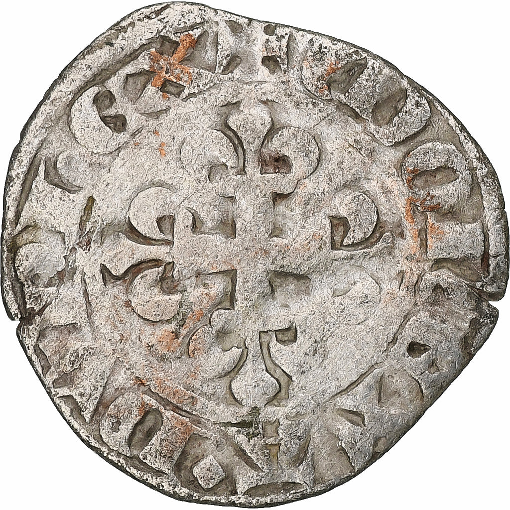 France, Charles IV, Double Parisis, 1323-1328, Billon, VF(30-35), Duplessy:244b