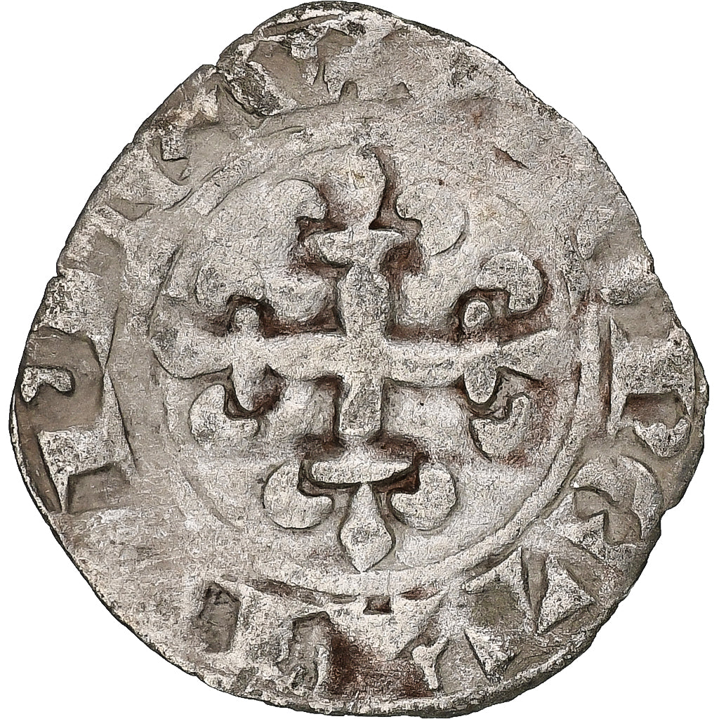 France, Charles IV, Double Parisis, 1323-1328, Billon, VF(30-35), Duplessy:244b