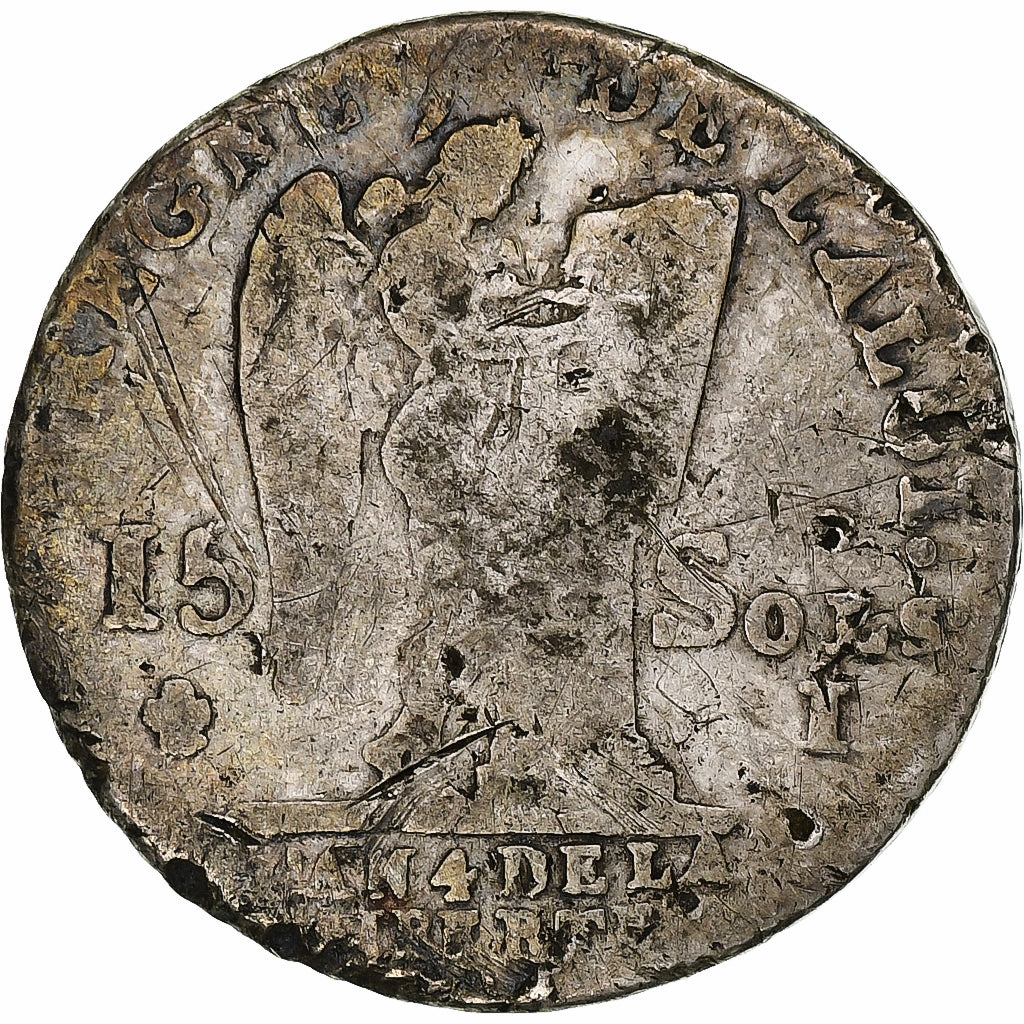 France, Louis XVI, 15 sols françois, 1792 / AN 4, Limoges, Argent, B+
