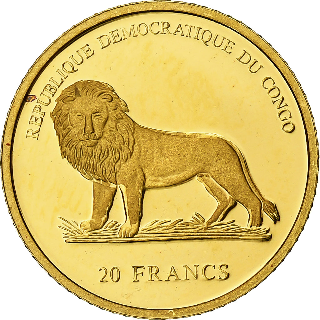 Congo Democratic Republic, 20 Francs, Jean-Paul II, 2003, Proof / BE, Gold