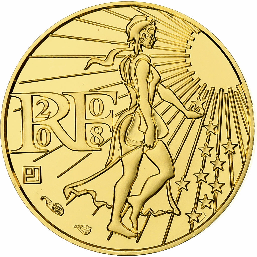 France, Semeuse, 100 Euro, 2008, MDP, MS(64), Gold
