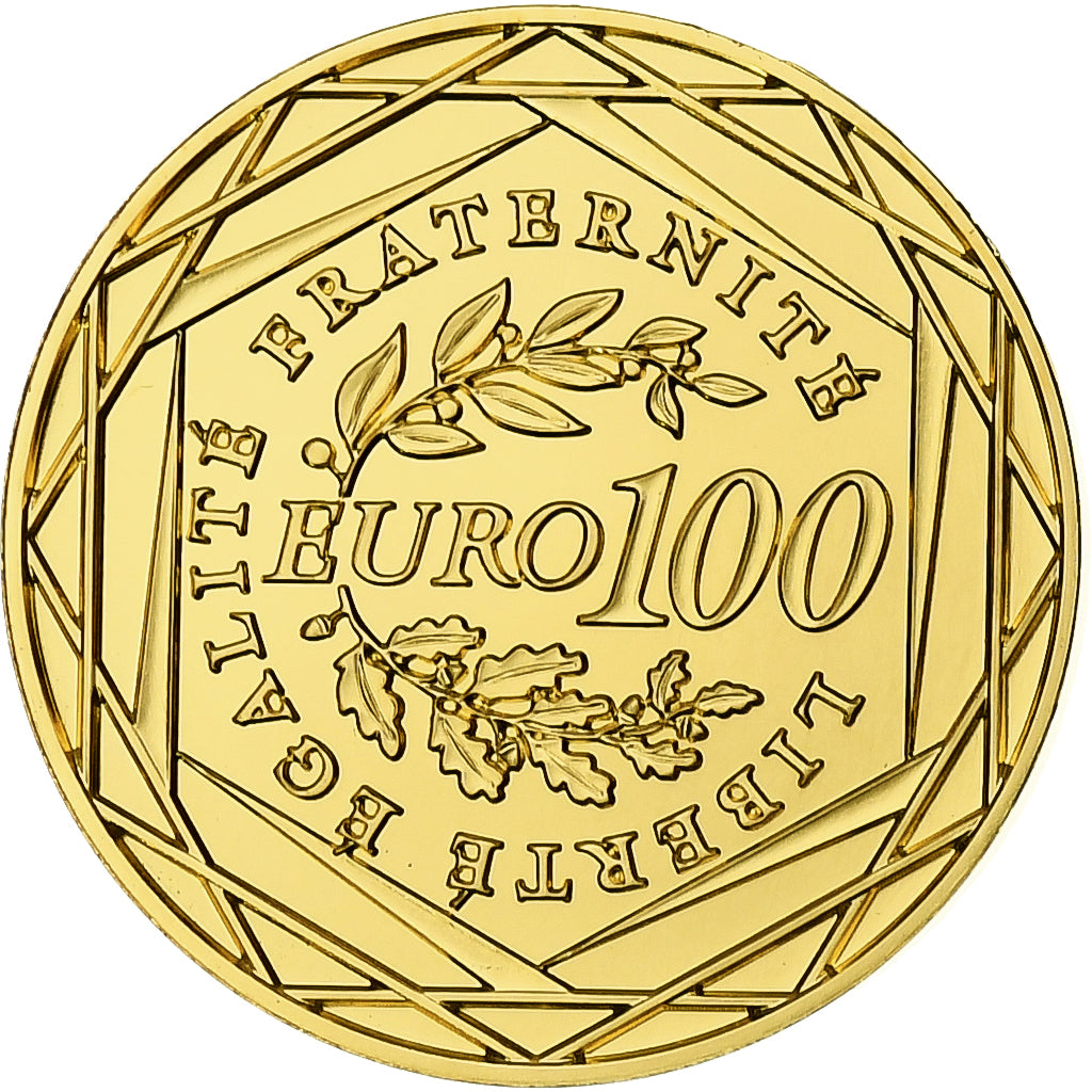 France, Semeuse, 100 Euro, 2008, MDP, MS(64), Gold