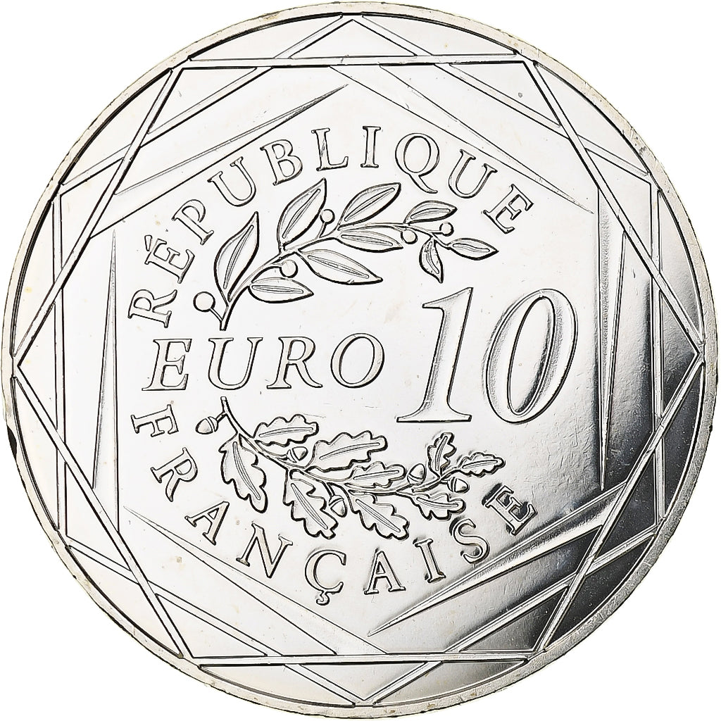 Francja, 10 Euro, Coq, 2015, MDP, MS(63), Srebro