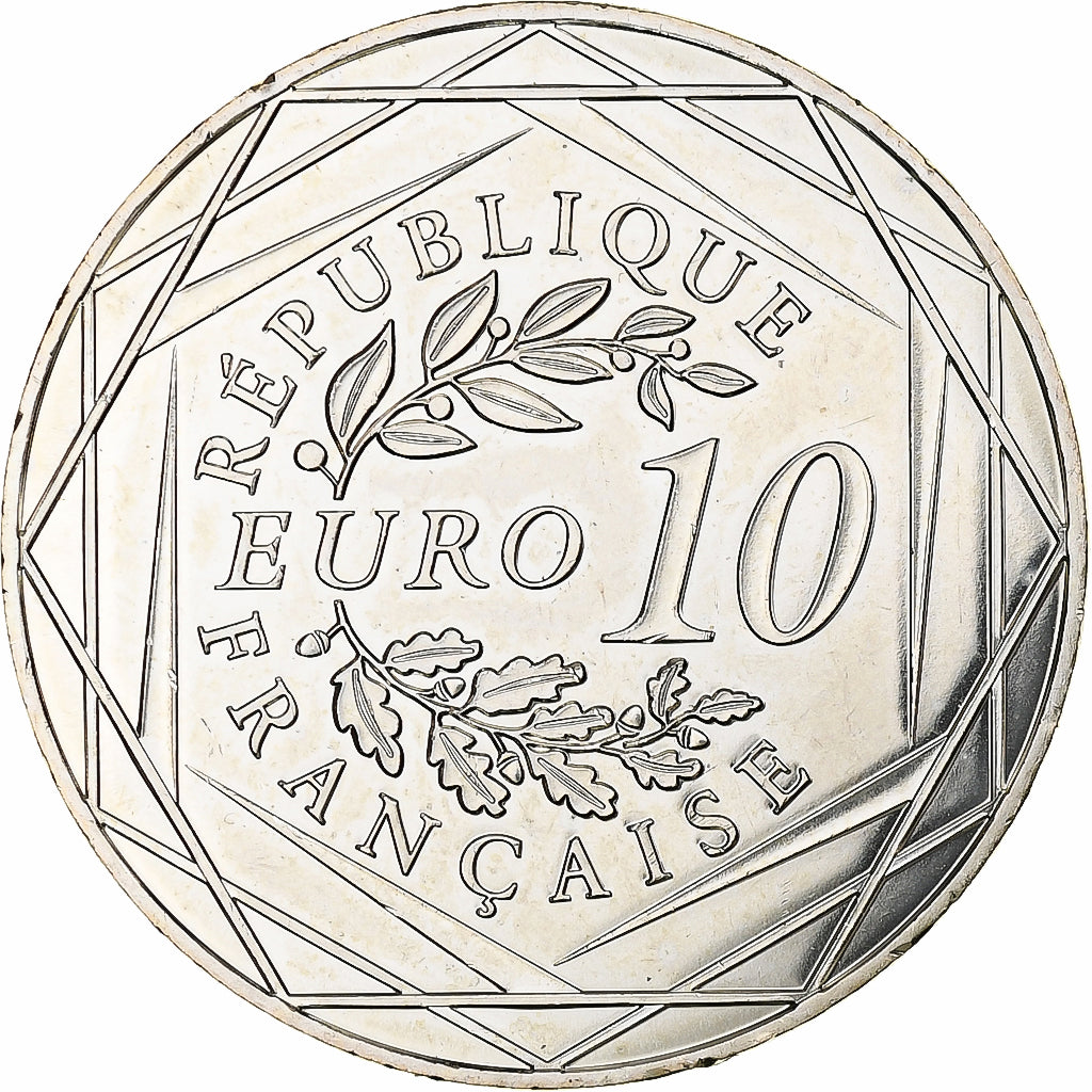 Francja, 10 Euro, Coq, 2016, MDP, MS(63), Srebro