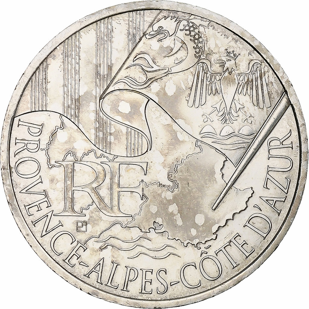 France, 10 Euro, Provence-Alpes-Côte d'Azur, 2010, MDP, MS(63), Silver