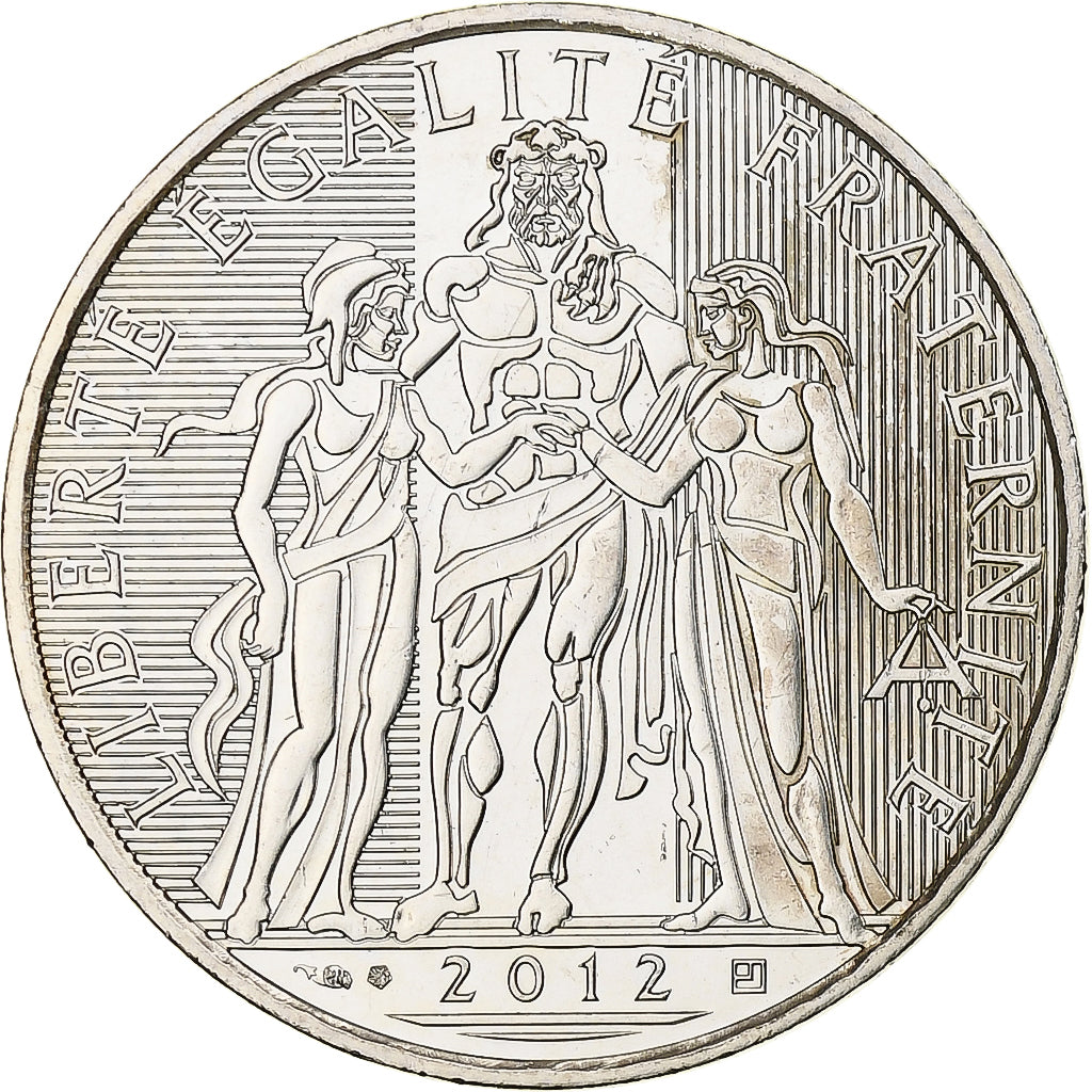 França, Hercule, 10 Euro, 2012, MDP, MS(63), Prata