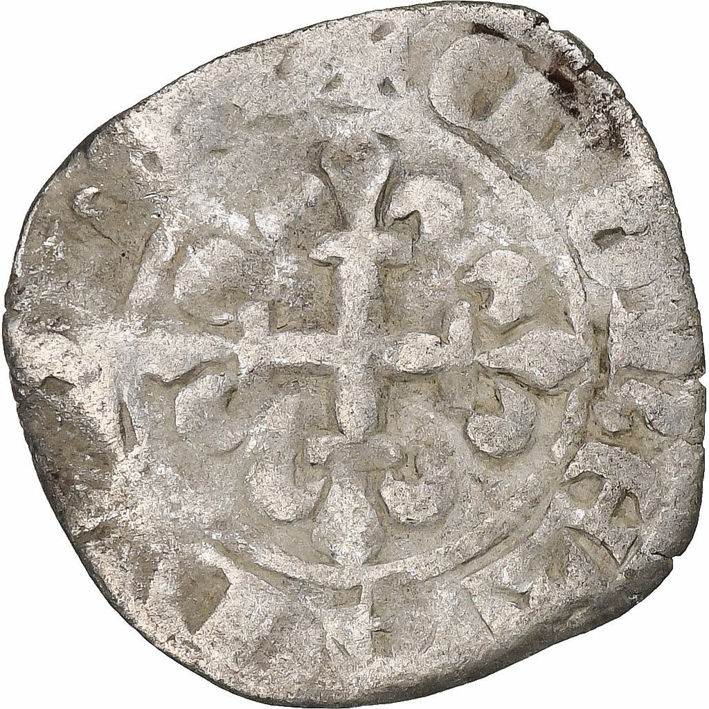 France, Charles IV, Double Parisis, 1323-1328, Billon, VF(20-25), Duplessy:244b