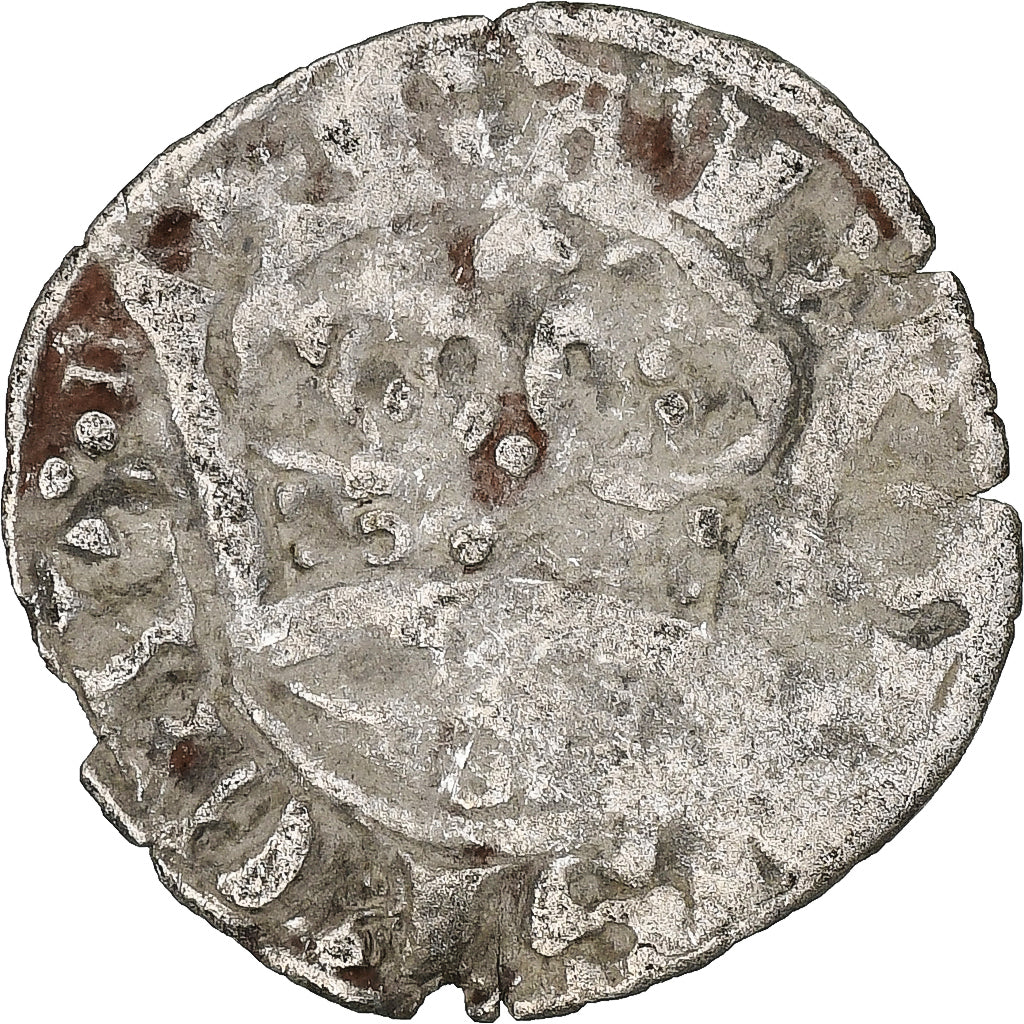 France, Charles IV, Double Parisis, 1323-1328, Billon, VF(20-25), Duplessy:244b