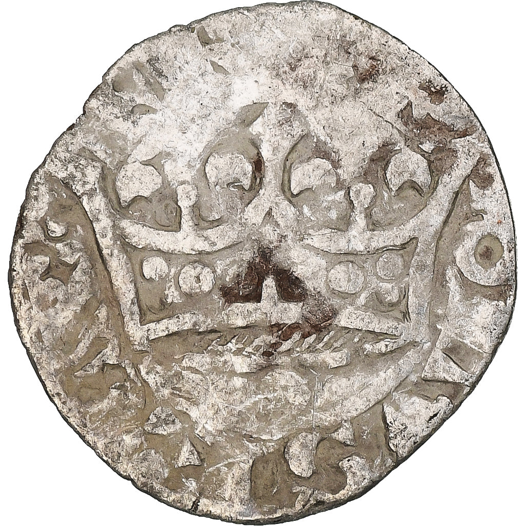 France, Charles IV, Double Parisis, 1323-1328, Billon, VF(20-25), Duplessy:244b
