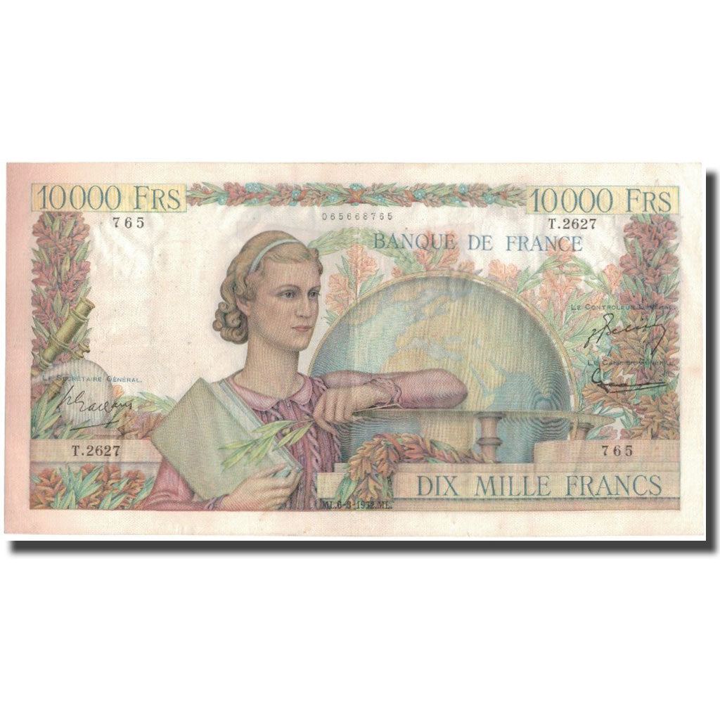 France, 10,000 Francs, Génie Français, 1952-03-06, EF(40-45), Fayette:50.57