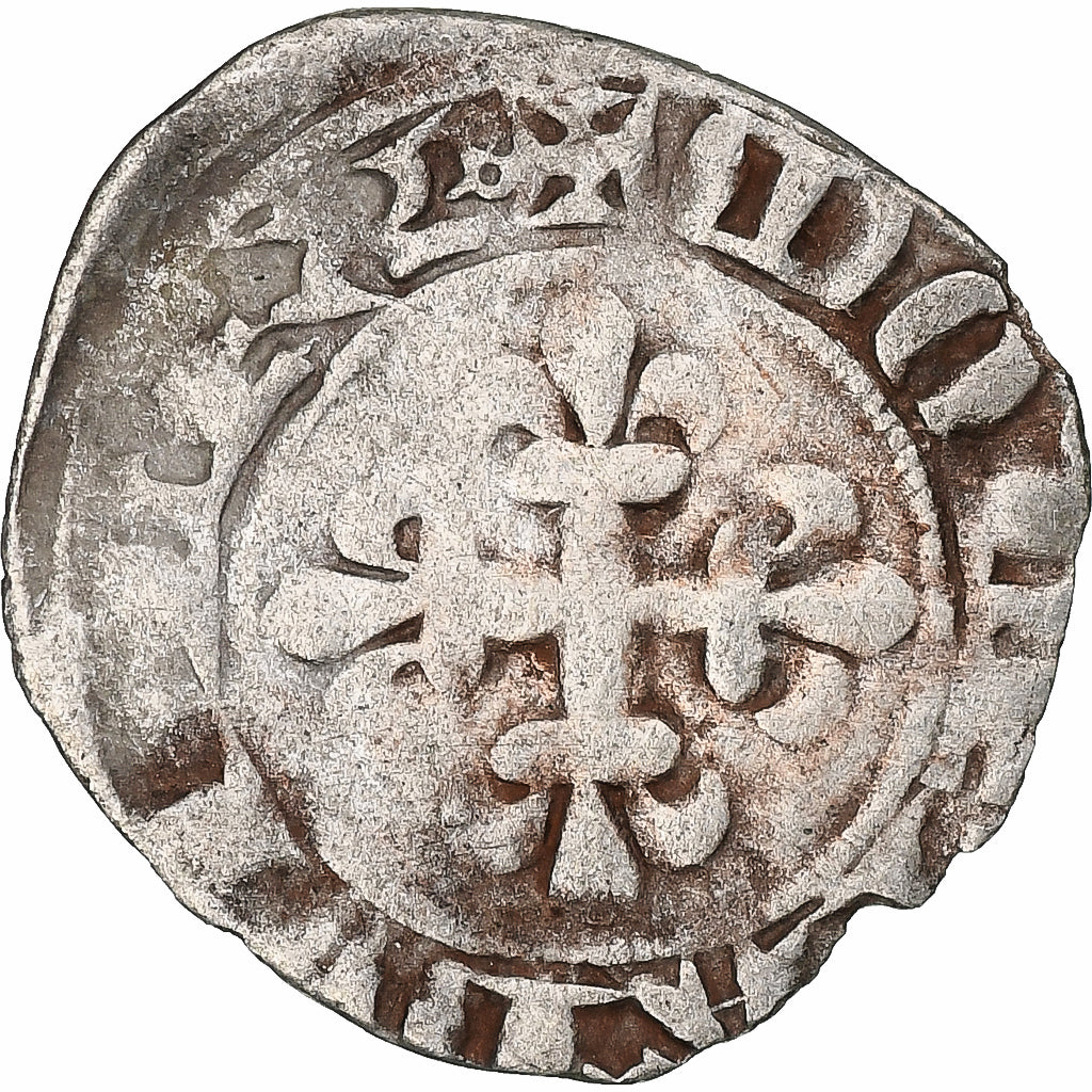 France, Charles IV, Double Parisis, 1323-1328, Billon, VF(30-35), Duplessy:244b
