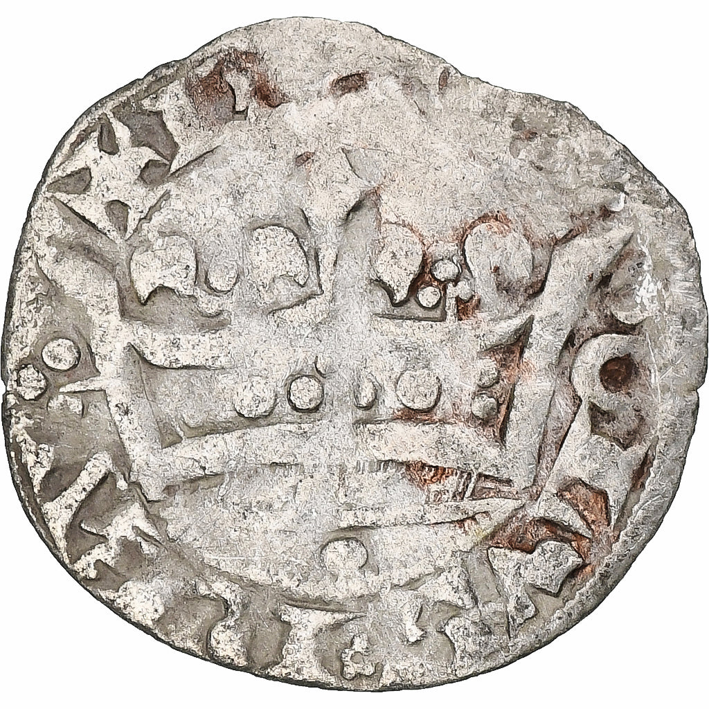 France, Charles IV, Double Parisis, 1323-1328, Billon, VF(30-35), Duplessy:244b