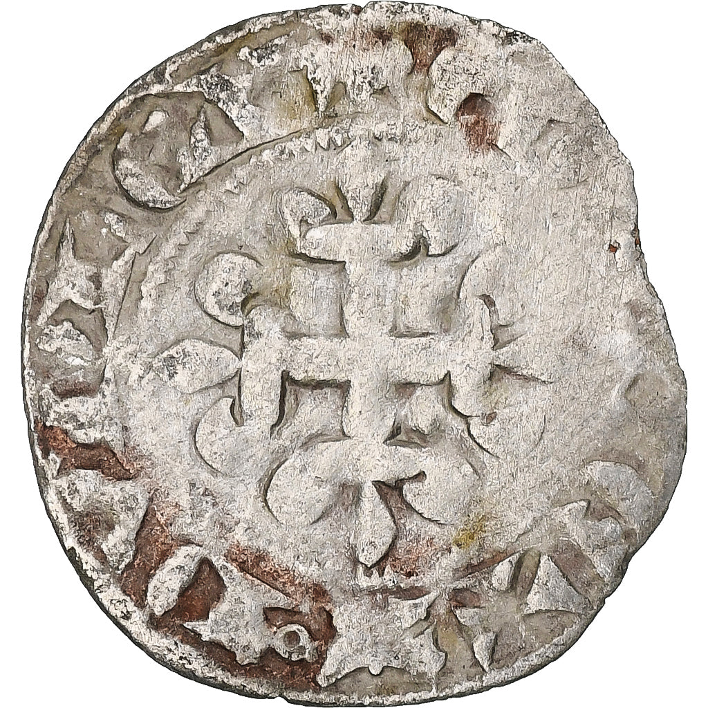 France, Charles IV, Double Parisis, 1323-1328, Billon, VF(30-35), Duplessy:244b