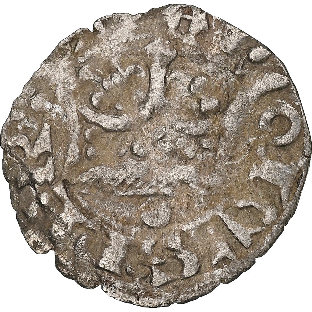 France, Charles IV, Double Parisis, 1323-1328, Billon, VF(30-35), Duplessy:244b