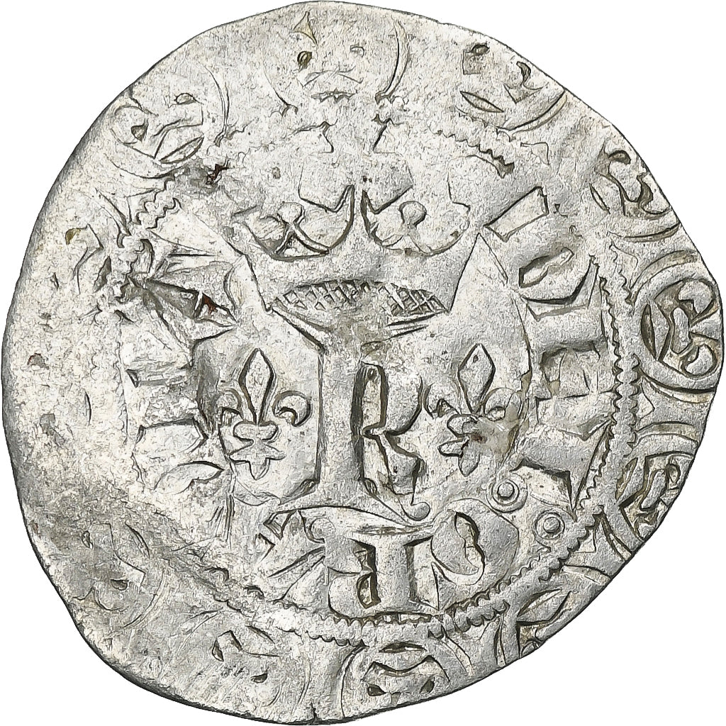 France, Charles V, Blanc au K, 1365-1380, Billon, EF(40-45), Duplessy:363