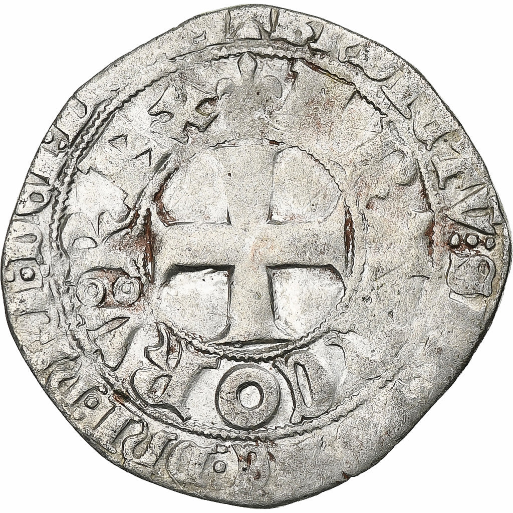 Francia, Charles V, Blanc au K, 1365-1380, Vellón, MBC, Duplessy:363
