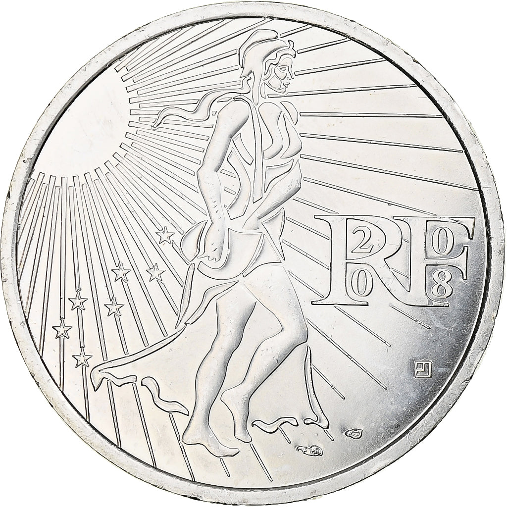 Francja, 15 Euro, Semeuse, 2008, MDP, Srebro, MS(63)