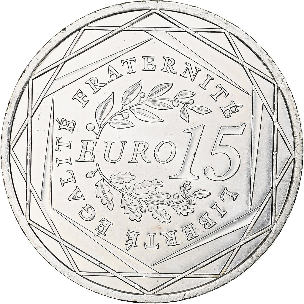 Francja, 15 Euro, Semeuse, 2008, MDP, Srebro, MS(63)