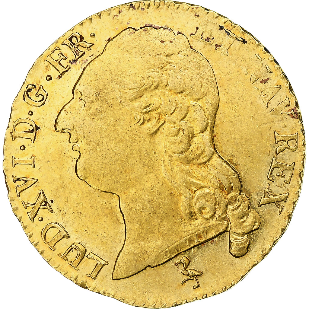 France, Louis XVI, Louis d'or à la tête nue, 1787, Paris, Gold, EF(40-45)