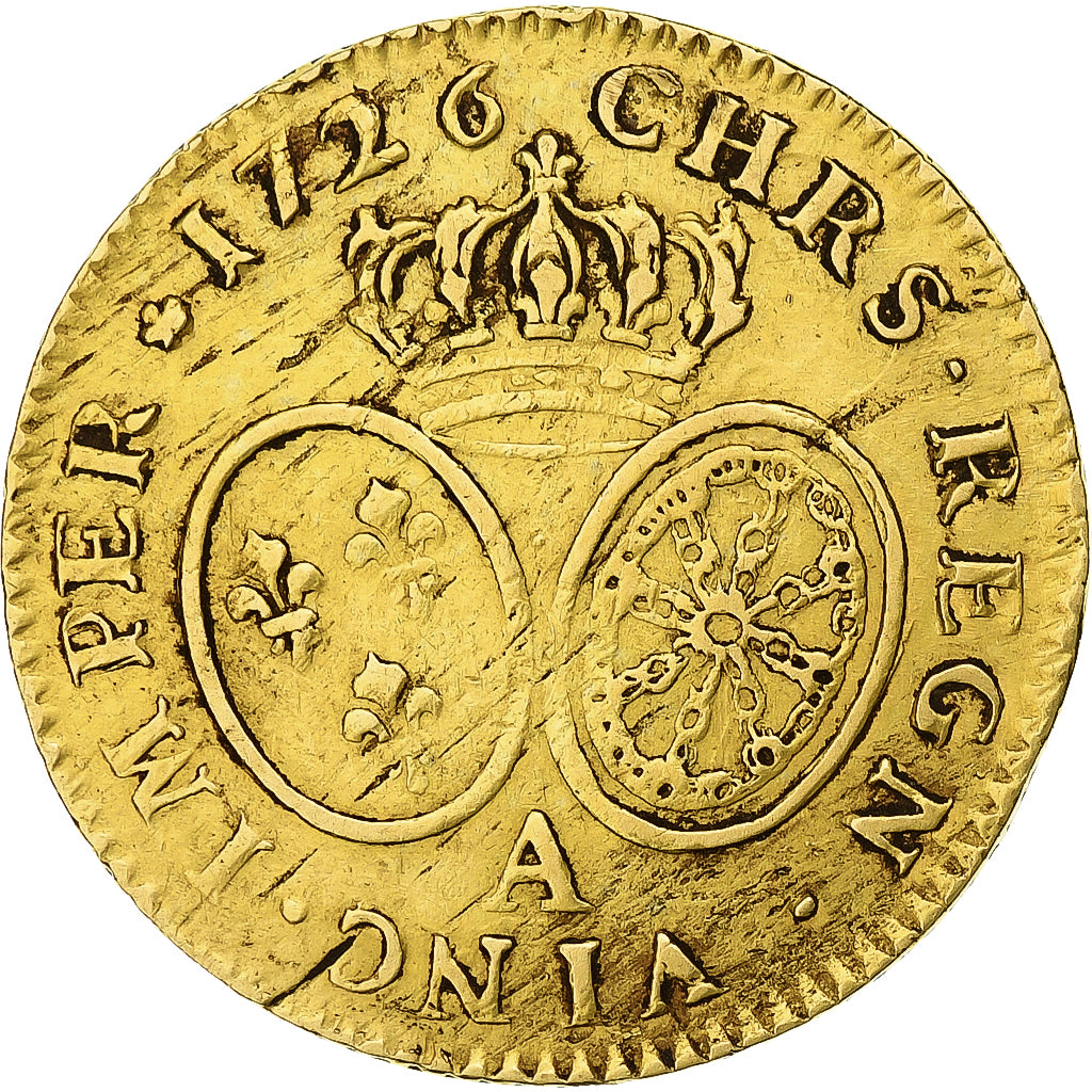 Francia, Louis XV, Louis d'or aux lunettes, 1726, Paris, Oro, MBC, Gadoury:340
