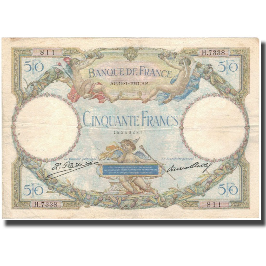 France, 50 Francs, Luc Olivier Merson, 1931-01-15, TB+, Fayette:16.2, KM:80a