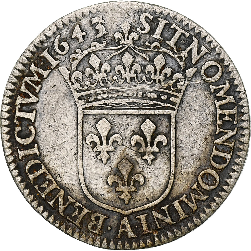 France, Louis XIII, 1/12 Ecu, 2ème poinçon de Warin, 1643, Paris, Argent, TB+