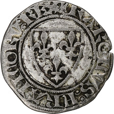 France, Charles VI, Blanc Guénar, 1380-1422, Angers, Billon, TTB, Duplessy:377A