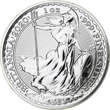 Great Britain, Elizabeth II, 2 Pounds - 1 Oz, Britannia, 2020, London, Silver