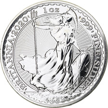 Gran Bretaña, Elizabeth II, 2 Pounds - 1 Oz, Britannia, 2020, London, Plata