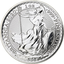 Great Britain, Elizabeth II, 2 Pounds - 1 Oz, Britannia, 2020, London, Silver