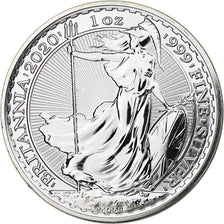 Great Britain, Elizabeth II, 2 Pounds - 1 Oz, Britannia, 2020, London, Silver