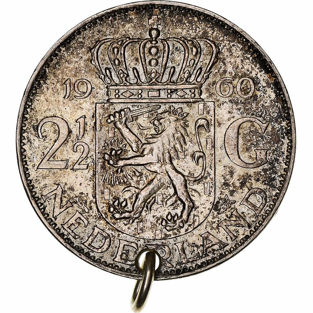 Netherlands, Juliana, 2-1/2 Gulden, 1960, Utrecht, Silver, AU(55-58)