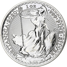Great Britain, Elizabeth II, 2 Pounds - 1 Oz, Britannia, 2020, London, Silver