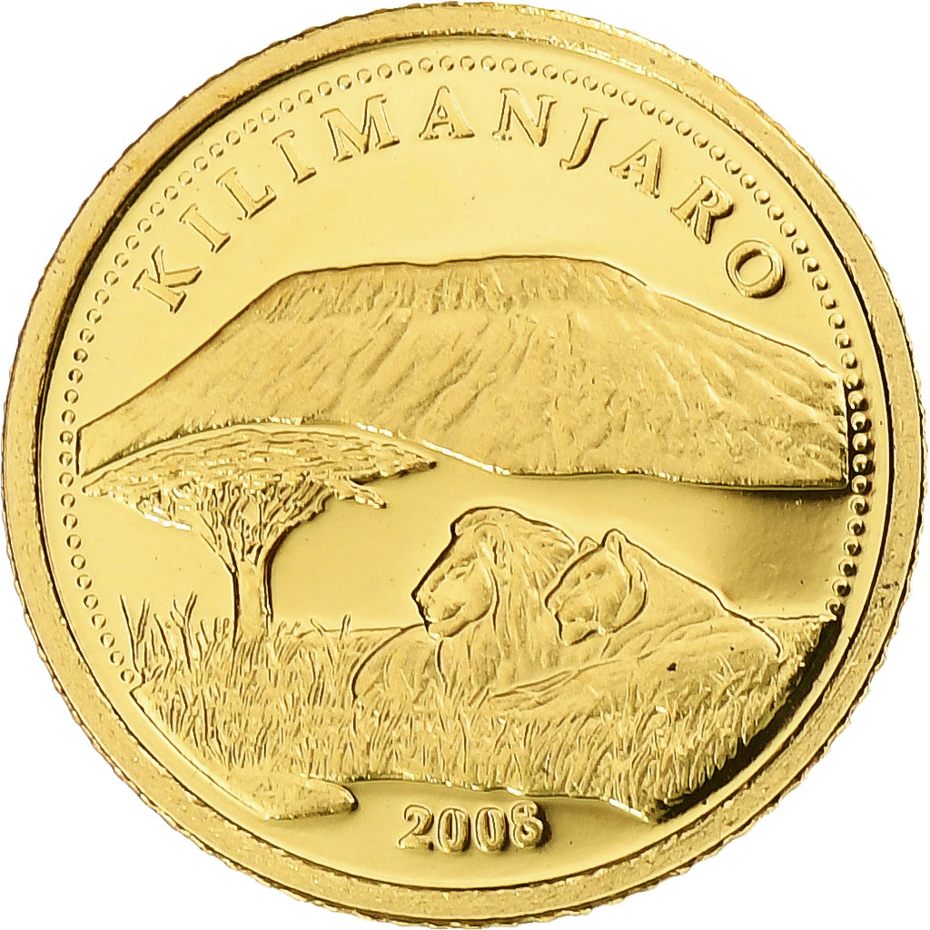 Congo Democratic Republic, 10 Francs, Kilimanjaro, 2008, Proof, Gold, MS(65-70)
