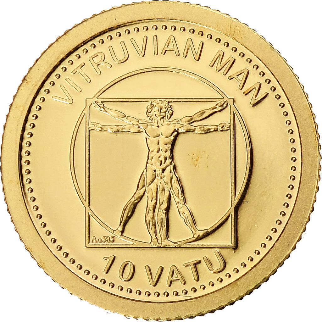 Vanuatu, 10 Vatu, Vitruvian Man, 2013, Proof, Gold, MS(65-70)