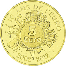 France, 5 Euro, 10 ans de l'euro, BU, 2012, MDP, Gold, MS(65-70)