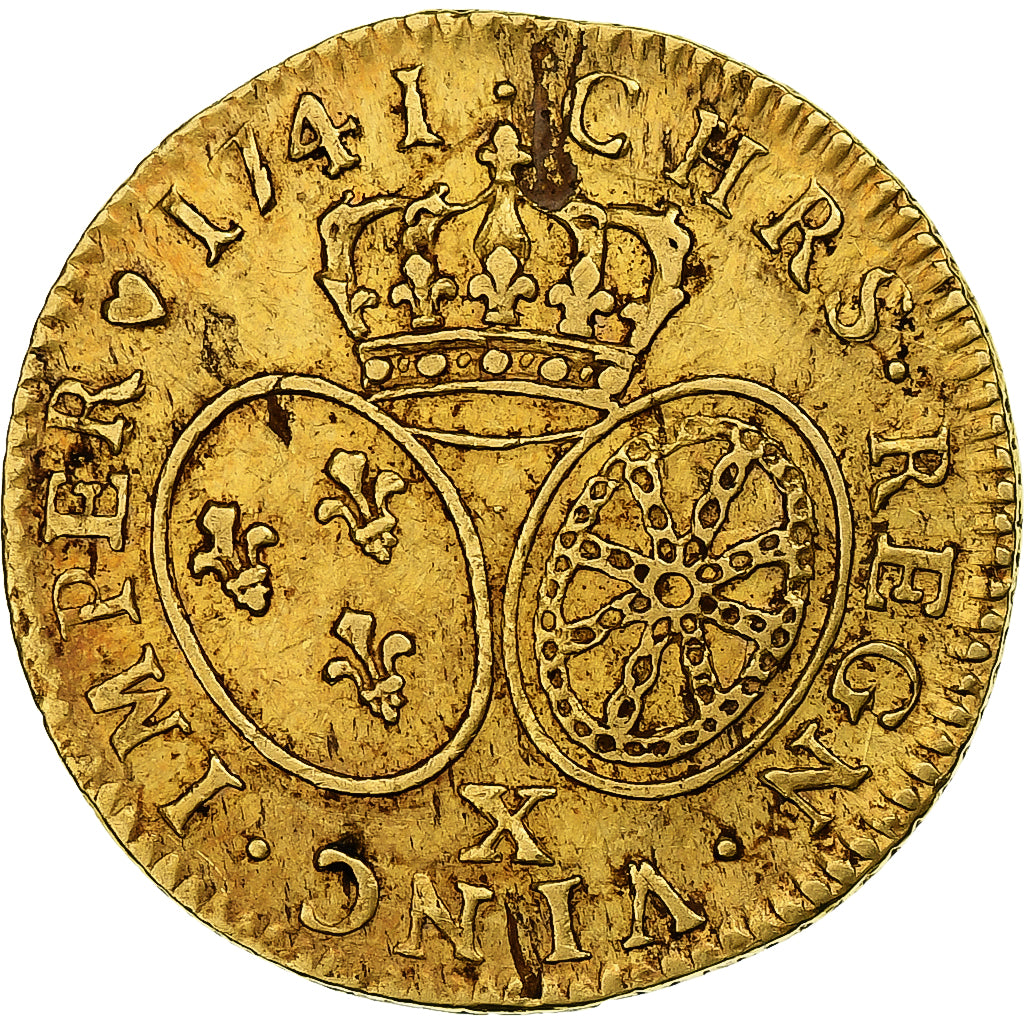 France, Louis XV, louis d'or au bandeau, 1741, Amiens, Gold, EF(40-45)