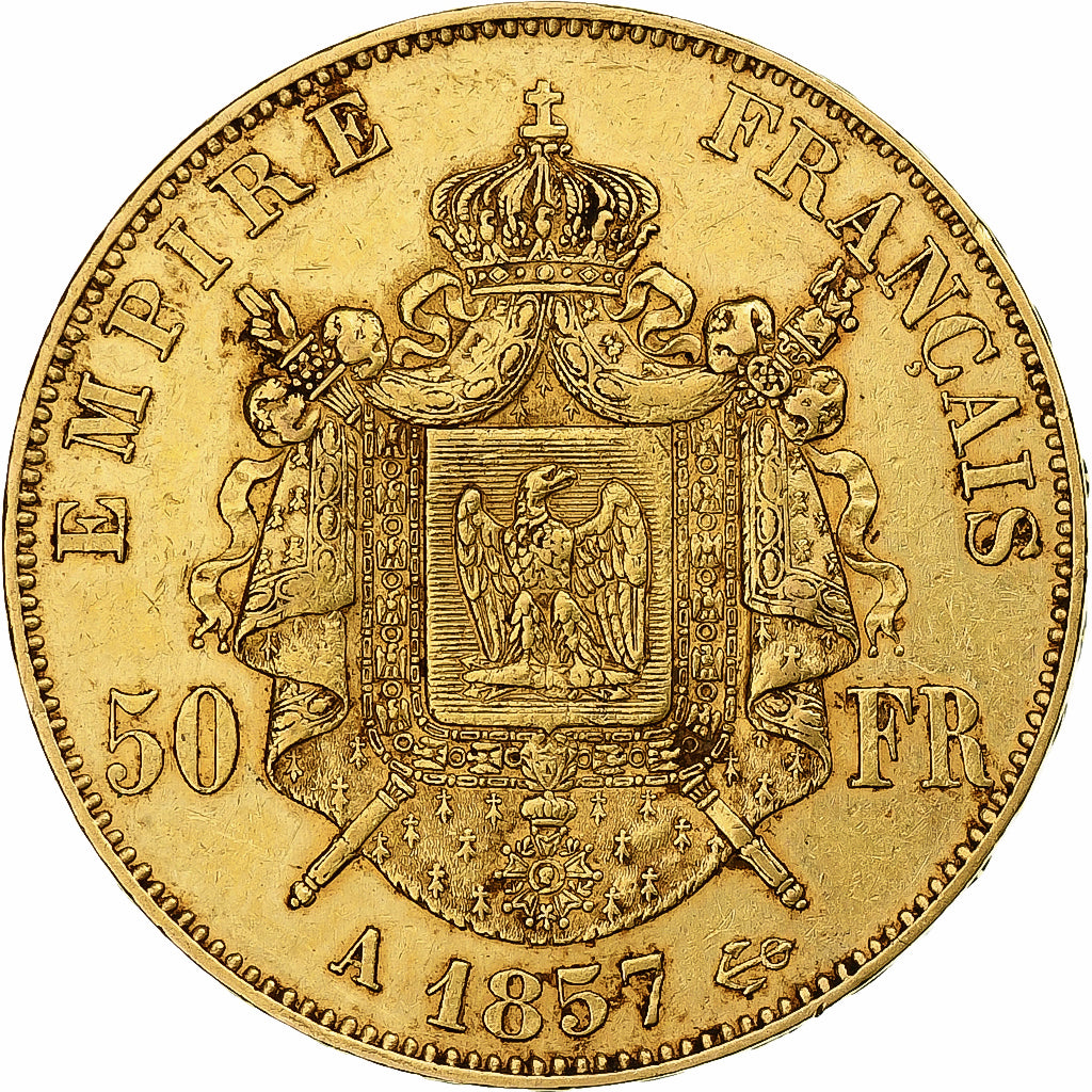 France, 50 Francs, Napoléon III, 1857, Paris, Or, TTB+