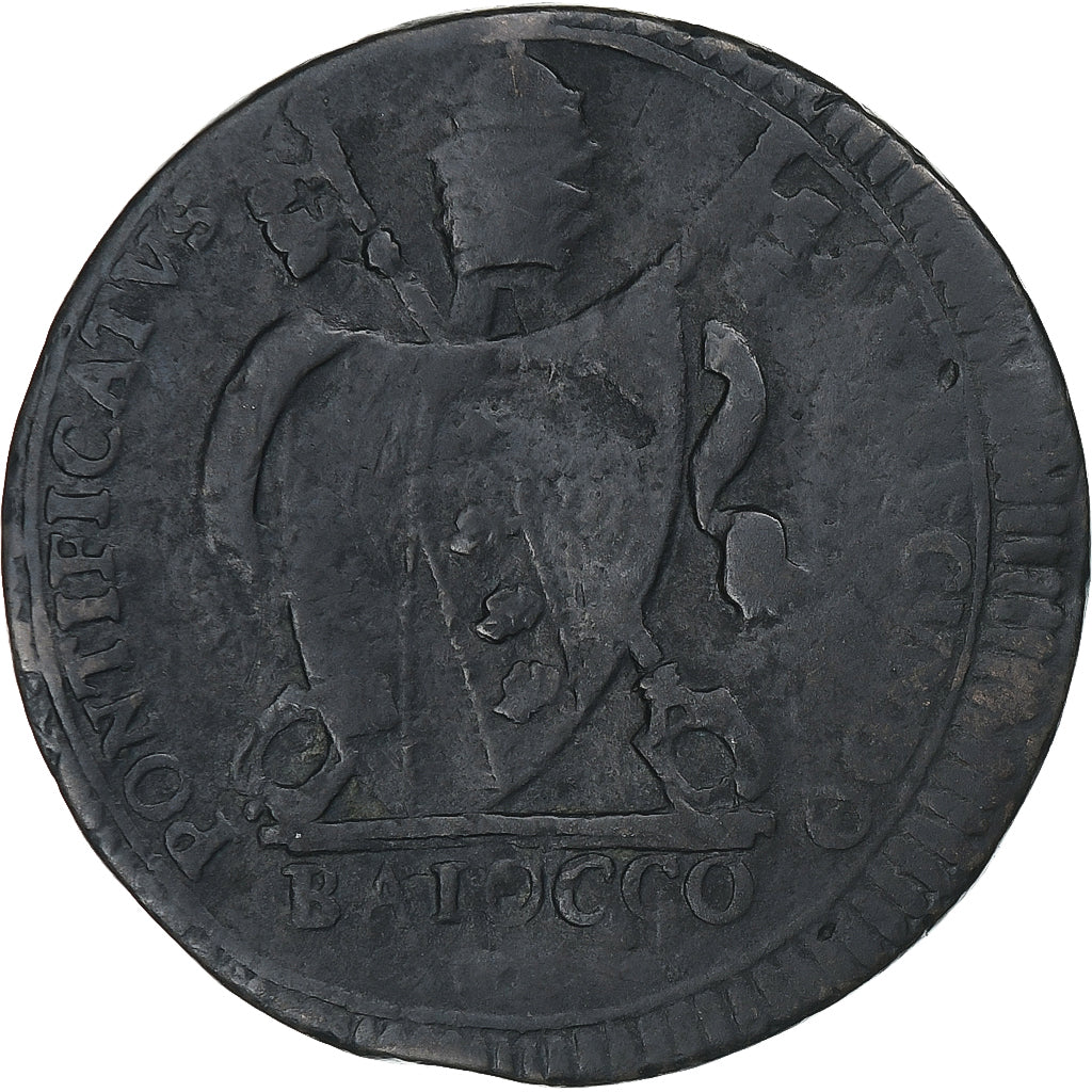 Vaticano, PAPAL STATES, Pius VII, Baiocco, 1802, Roma, Rame, MB