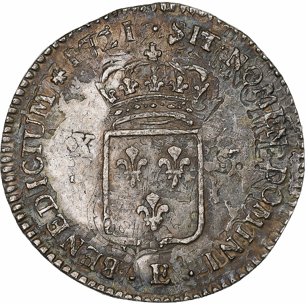 Frankrijk, Louis XV, 1/6 Écu de France, 1721, Tours, réformé, Zilver, FR+