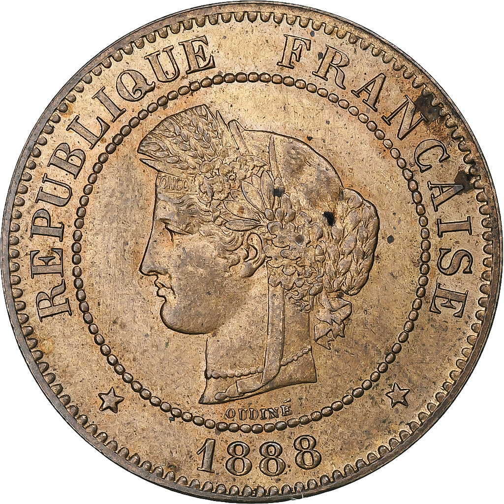 France, 5 Centimes, Cérès, 1888, Paris, Bronze, AU(55-58), Gadoury:157a