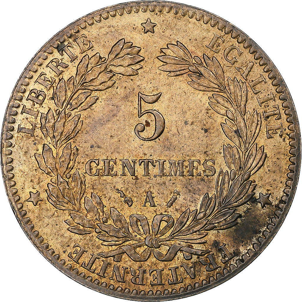 France, 5 Centimes, Cérès, 1888, Paris, Bronze, AU(55-58), Gadoury:157a